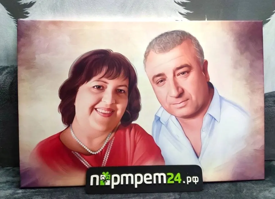 Портрет для родителей — парный портрет на холсте