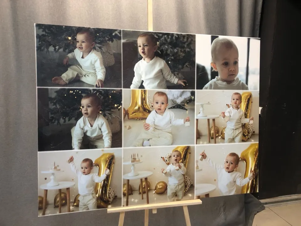 Фотоколлаж к первому дню рождения — печать на холсте на холсте